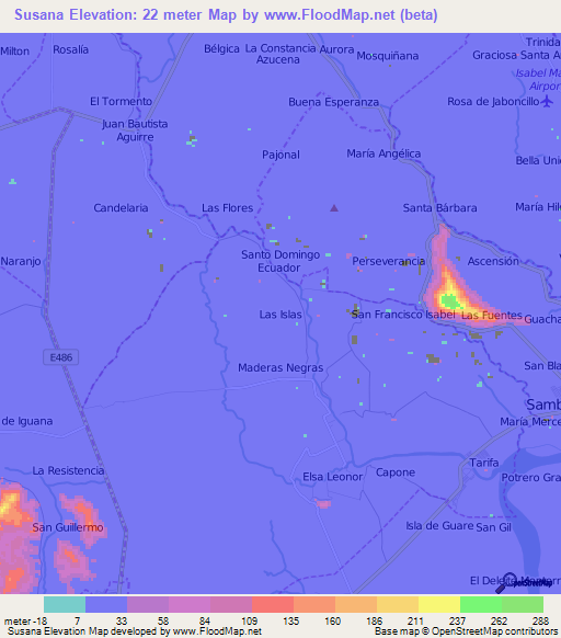 Susana,Ecuador Elevation Map