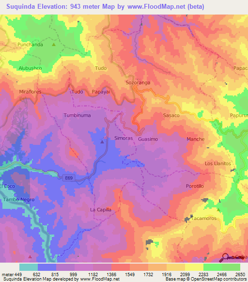 Suquinda,Ecuador Elevation Map