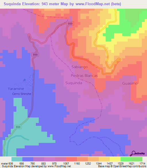 Suquinda,Ecuador Elevation Map