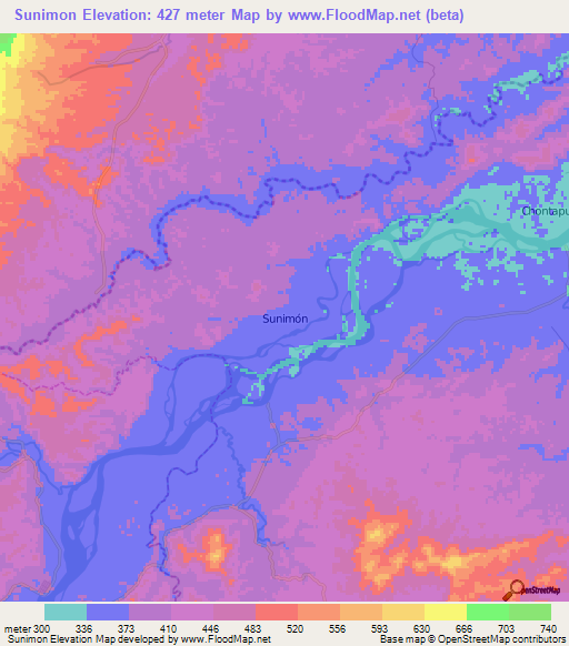 Sunimon,Ecuador Elevation Map