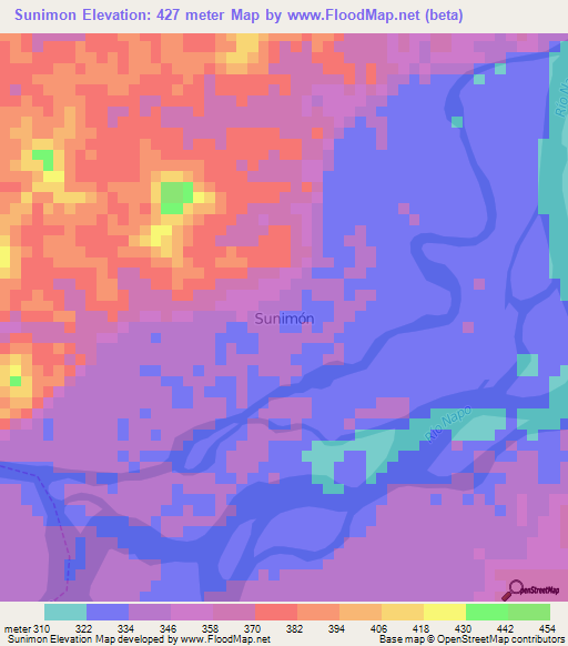 Sunimon,Ecuador Elevation Map