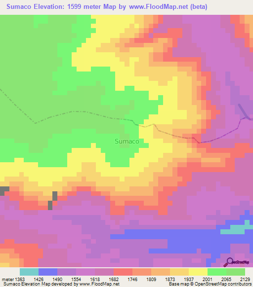 Sumaco,Ecuador Elevation Map