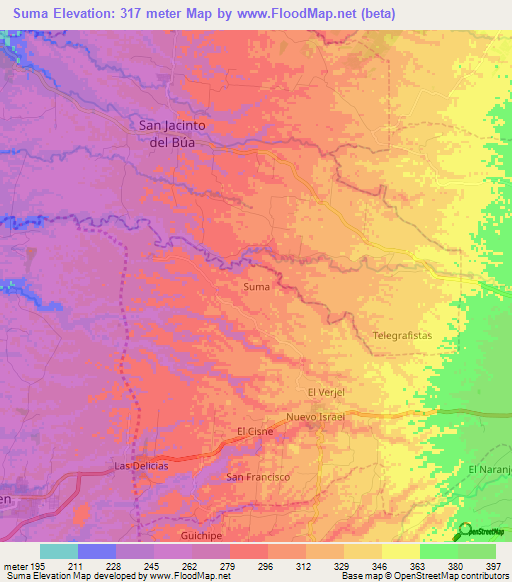 Suma,Ecuador Elevation Map