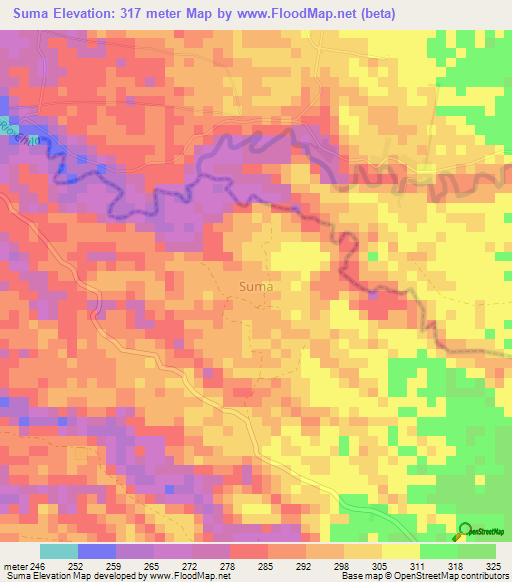 Suma,Ecuador Elevation Map