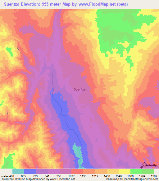 Suentza,Ecuador Elevation Map