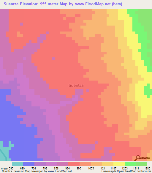 Suentza,Ecuador Elevation Map