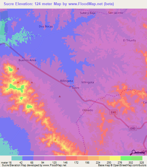 Sucre,Ecuador Elevation Map