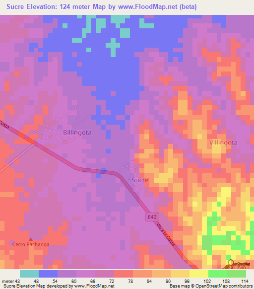 Sucre,Ecuador Elevation Map