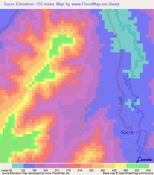 Sucre,Ecuador Elevation Map