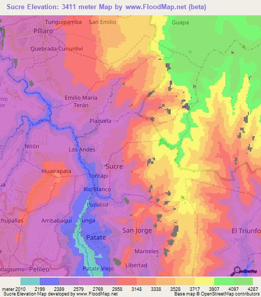 Sucre,Ecuador Elevation Map