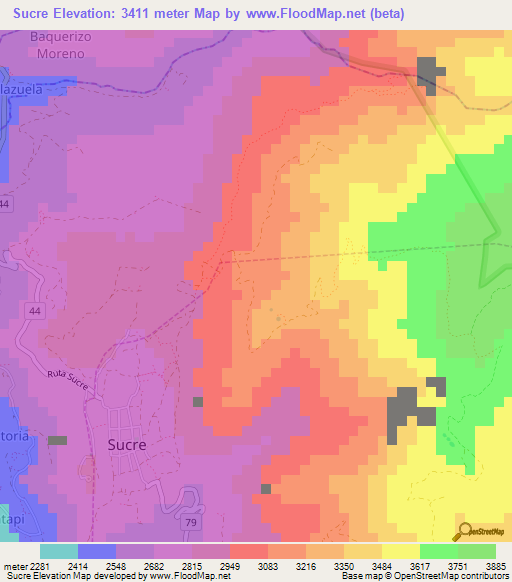 Sucre,Ecuador Elevation Map