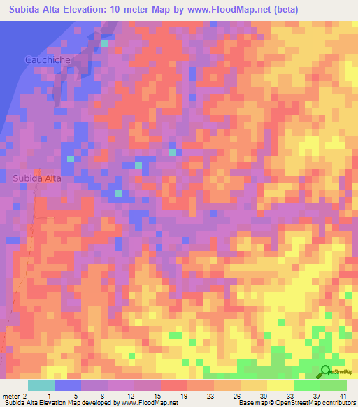 Subida Alta,Ecuador Elevation Map