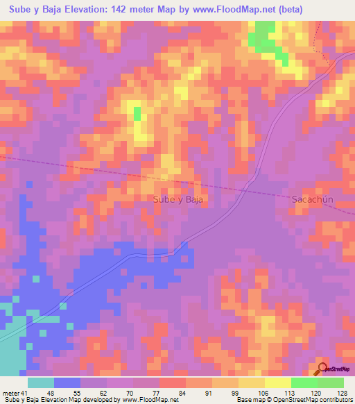 Sube y Baja,Ecuador Elevation Map