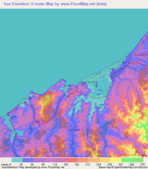 Sua,Ecuador Elevation Map