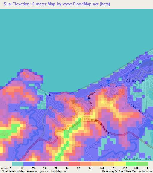 Sua,Ecuador Elevation Map