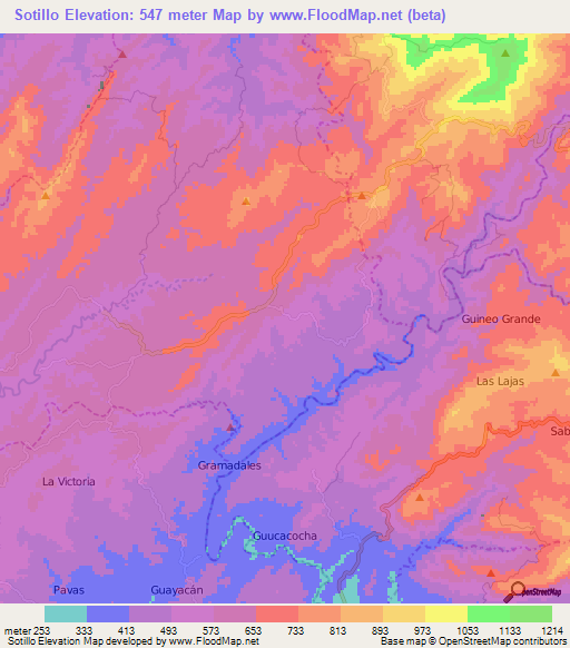 Sotillo,Ecuador Elevation Map