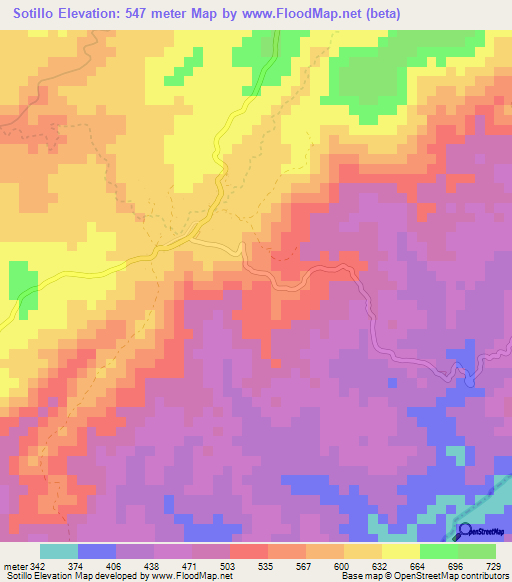 Sotillo,Ecuador Elevation Map