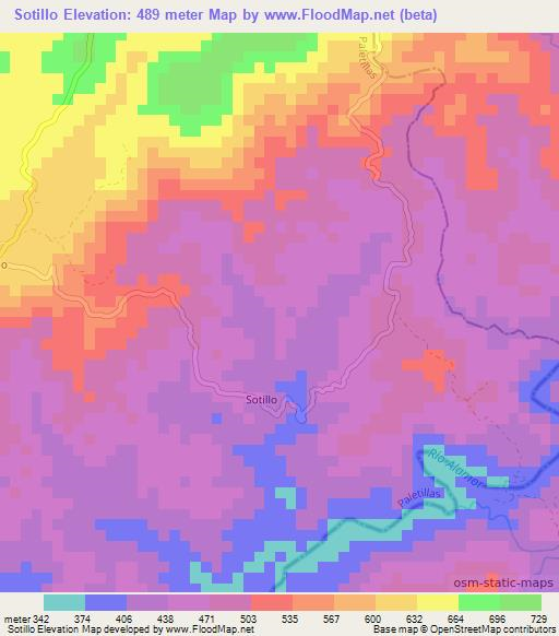 Sotillo,Ecuador Elevation Map