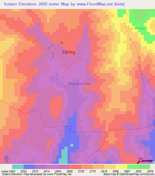 Solano,Ecuador Elevation Map