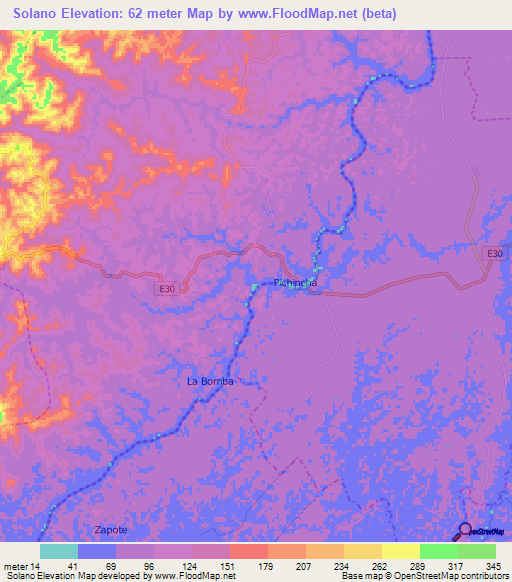 Solano,Ecuador Elevation Map