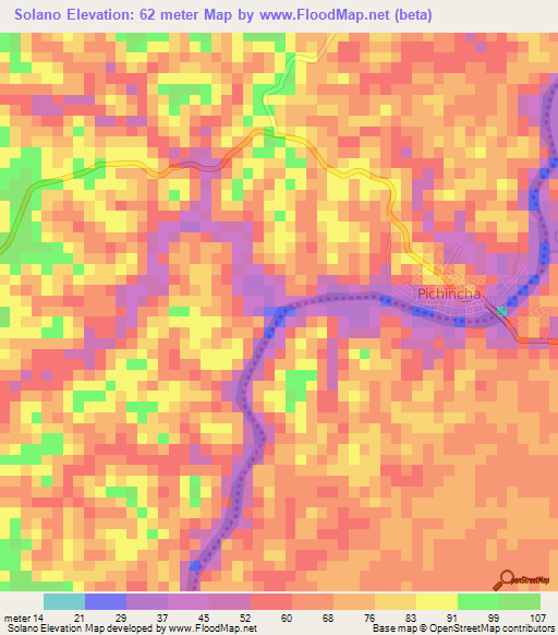 Solano,Ecuador Elevation Map