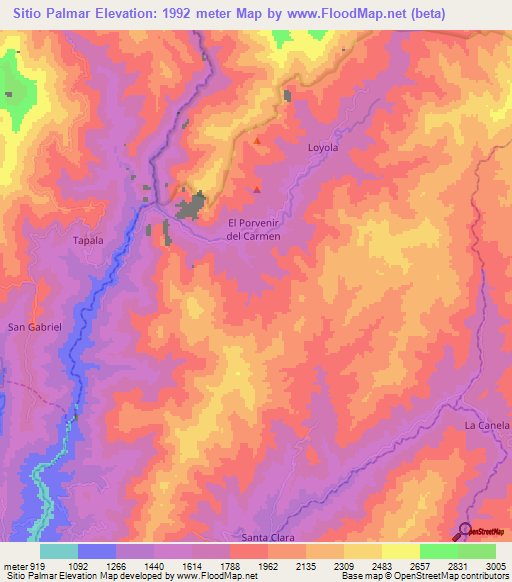 Sitio Palmar,Ecuador Elevation Map