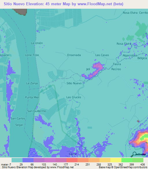 Sitio Nuevo,Ecuador Elevation Map