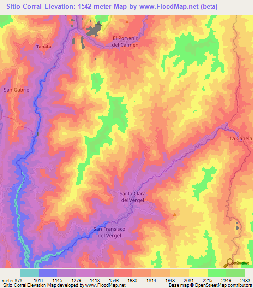 Sitio Corral,Ecuador Elevation Map