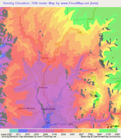 Sinchig,Ecuador Elevation Map