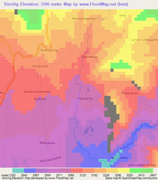 Sinchig,Ecuador Elevation Map