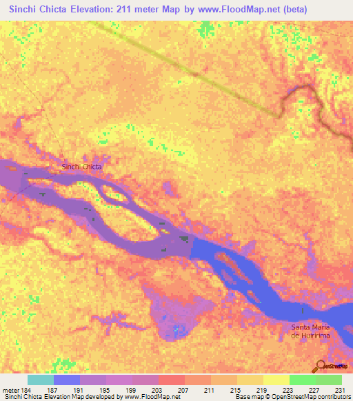 Sinchi Chicta,Ecuador Elevation Map