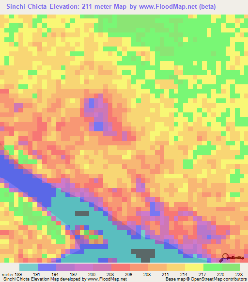 Sinchi Chicta,Ecuador Elevation Map