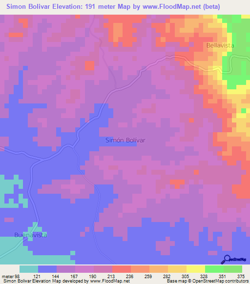 Simon Bolivar,Ecuador Elevation Map