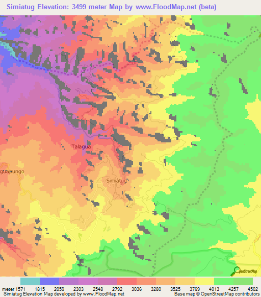 Simiatug,Ecuador Elevation Map