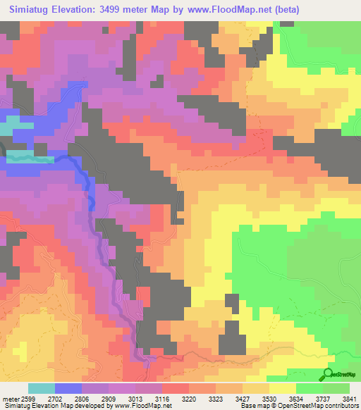 Simiatug,Ecuador Elevation Map