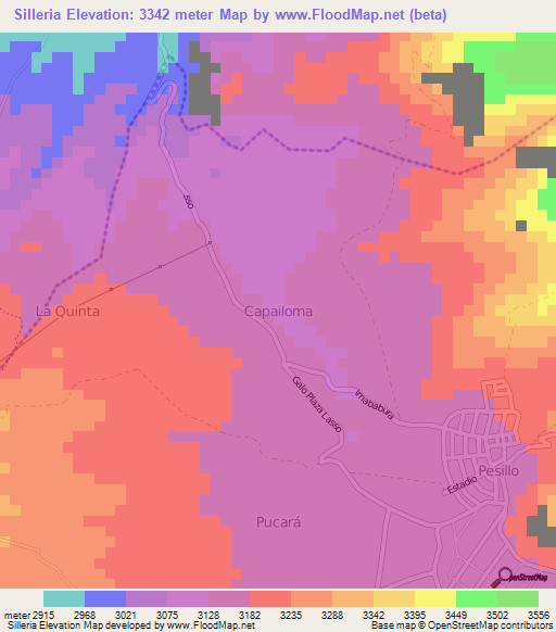 Silleria,Ecuador Elevation Map