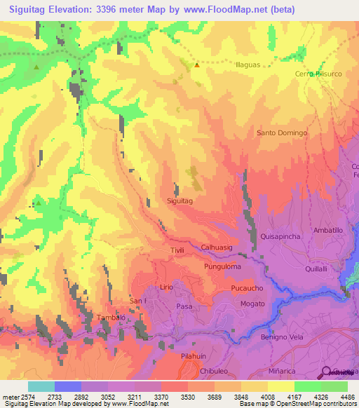 Siguitag,Ecuador Elevation Map