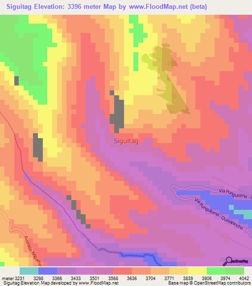 Siguitag,Ecuador Elevation Map