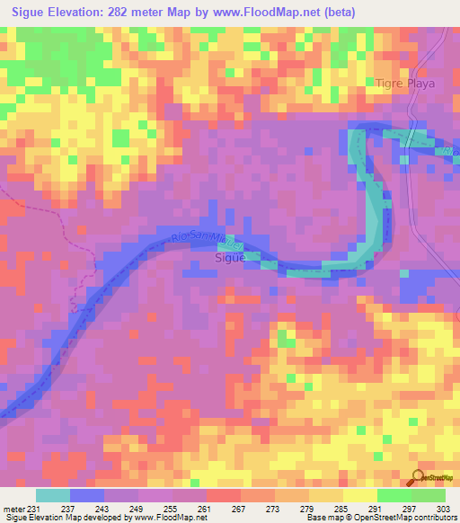 Sigue,Ecuador Elevation Map