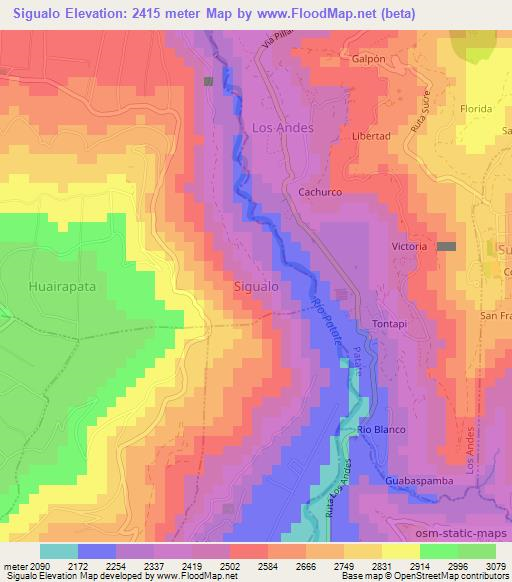 Sigualo,Ecuador Elevation Map