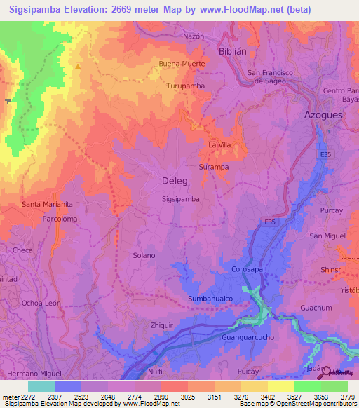 Sigsipamba,Ecuador Elevation Map