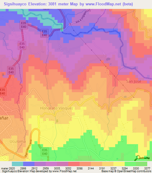 Sigsihuayco,Ecuador Elevation Map