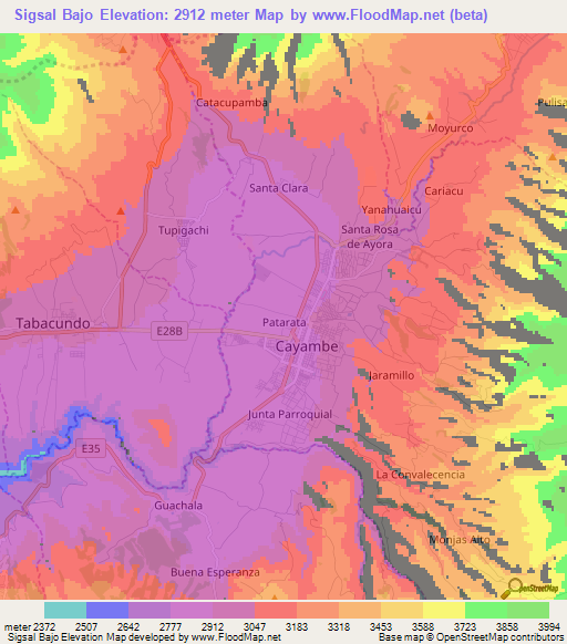 Sigsal Bajo,Ecuador Elevation Map