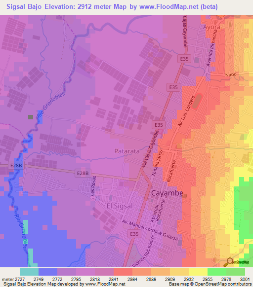 Sigsal Bajo,Ecuador Elevation Map