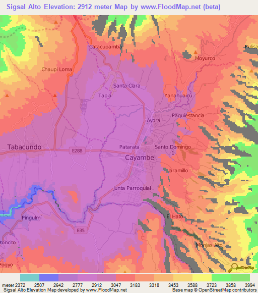 Sigsal Alto,Ecuador Elevation Map