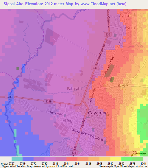 Sigsal Alto,Ecuador Elevation Map