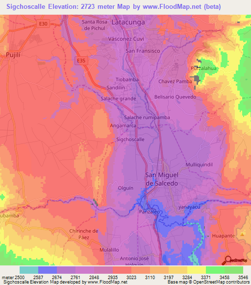Sigchoscalle,Ecuador Elevation Map