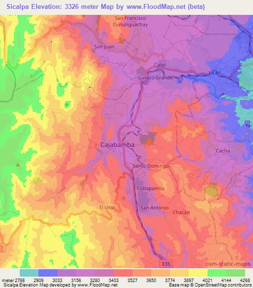 Sicalpa,Ecuador Elevation Map