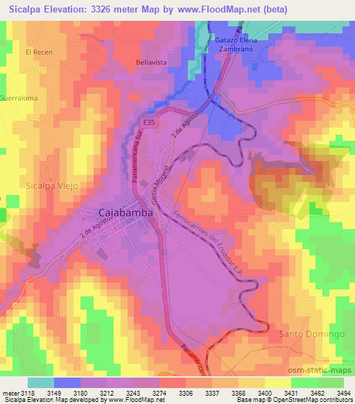 Sicalpa,Ecuador Elevation Map