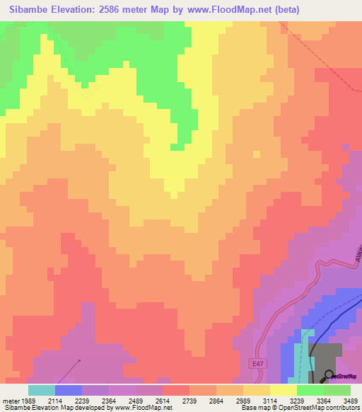 Sibambe,Ecuador Elevation Map